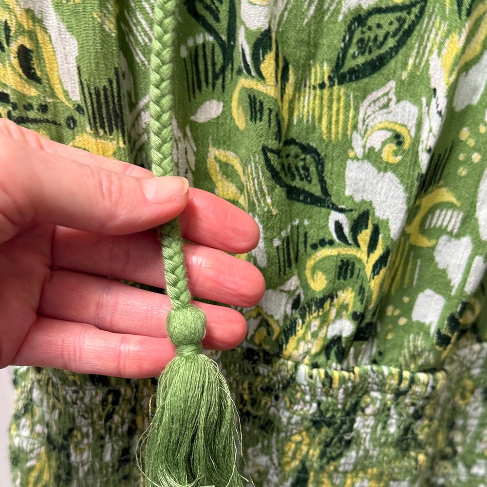 Aerie Green, white, & yellow printed fun dress - Picture 7 of 9